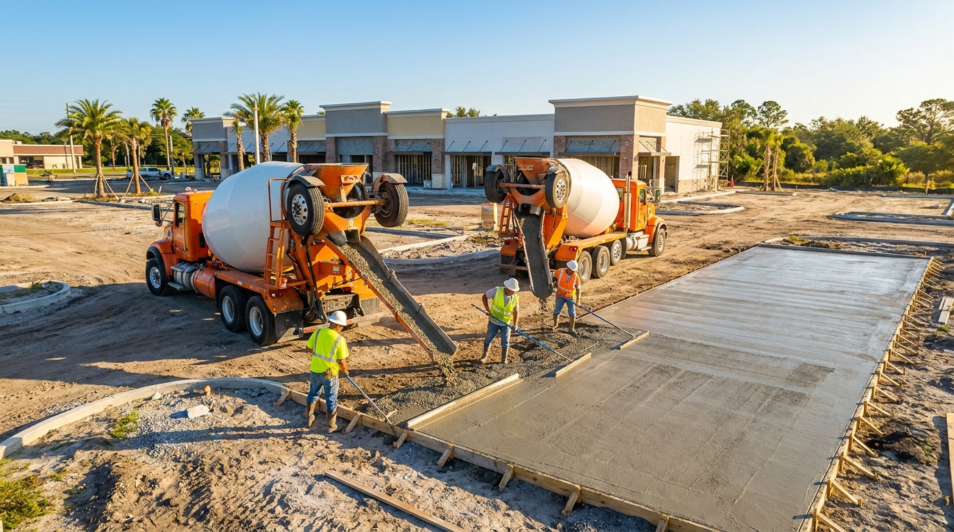 Commercial concrete pour for a Polk County warehouse floor