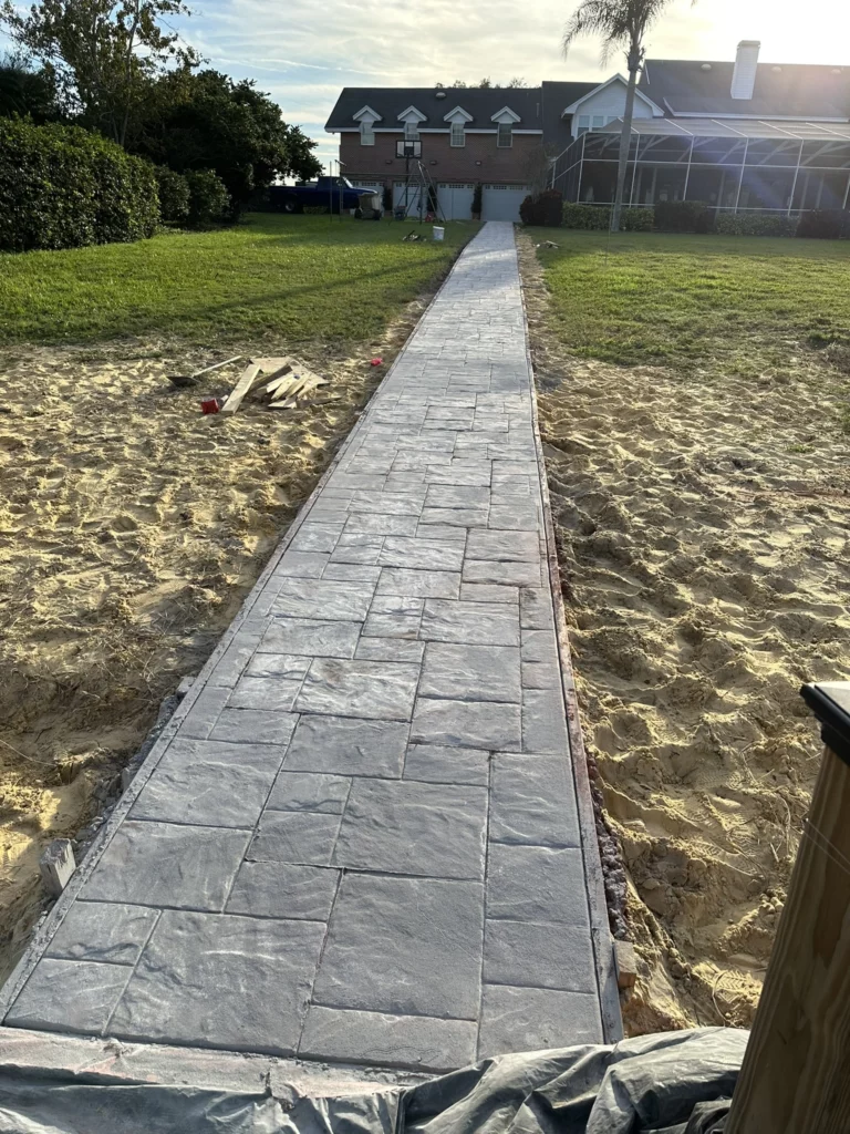 stamped concrete walkway in winter haven, florida